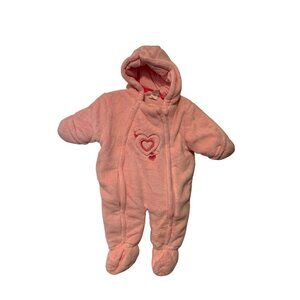 Peanut & Ollie Girls Infant baby Size 3 6 months Pink Hooded Bunting Coat Winter